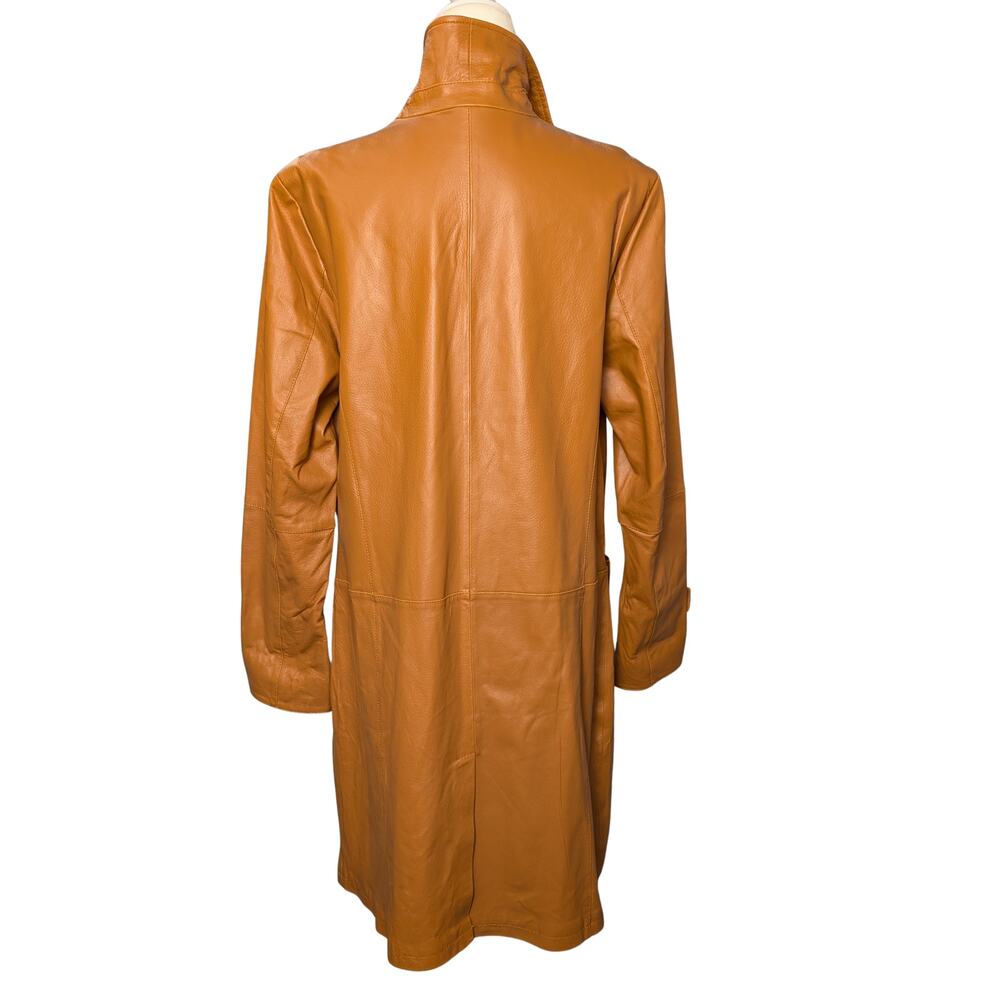 Chadwick's Genuine Leather Caramel Trench Coat - Size 18T - Picture 3 of 7